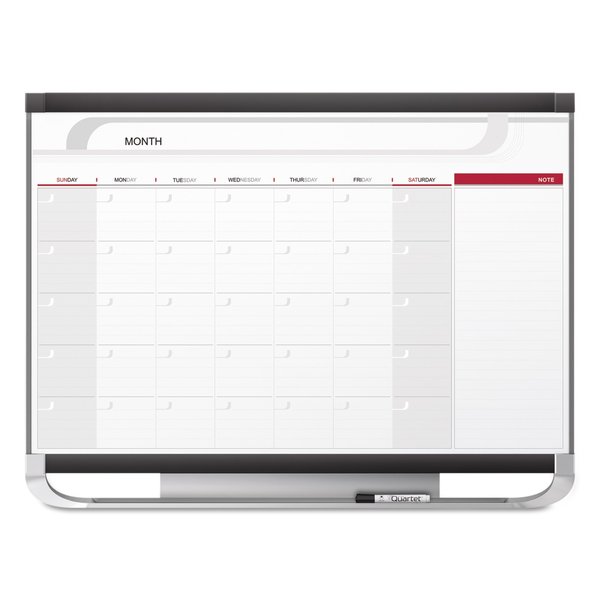 Quartet Prestige 2 Magnetic Total Erase Monthly Calendar, 48 x 36, Graphite Color Frame CP43P2